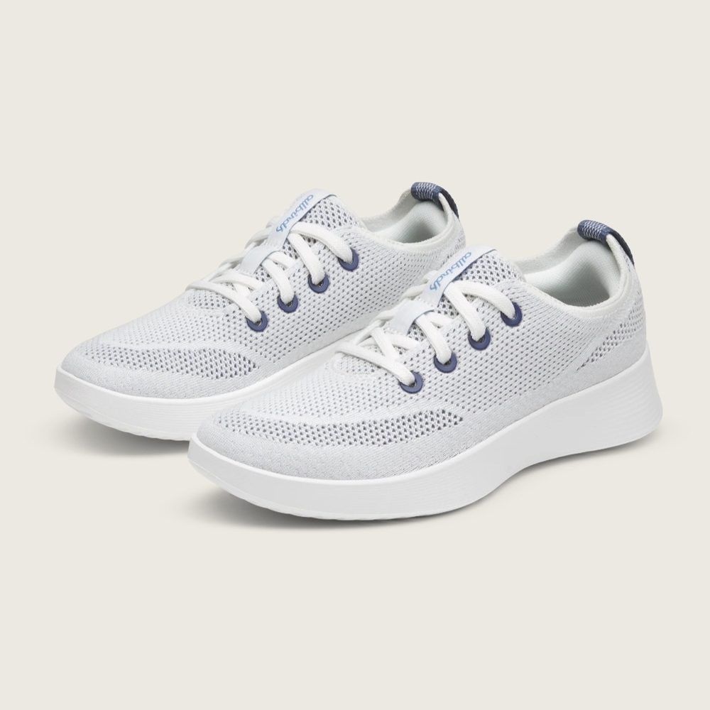 Women's White and Blue Sneakers